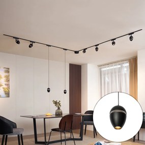 Sistema de iluminação de trilho com 6 focos e 2 pendentes pretos monofásicos - Magnetic Eggy