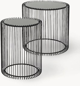 Mesas de apoio em metal com tampo em vidro Wire, conjunto de 2