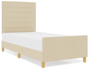 Cama vidaXL - Creme, 90x200 cm, Tecido