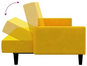 Sofá-cama de 2 lugares veludo amarelo