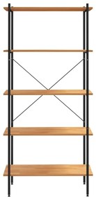 Unidade com 5 prateleiras 80x40x163 cm preto/cor de carvalho