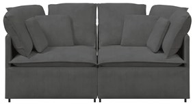 Sofá modular com almofadas tecido corduroy cinzento-escuro