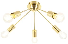 Candeeiro de teto Art Déco dourado 5-luzes-FACIL Art Deco