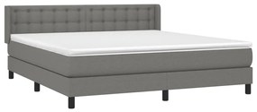 Cama com molas/colchão 160x200 cm tecido cinzento-escuro