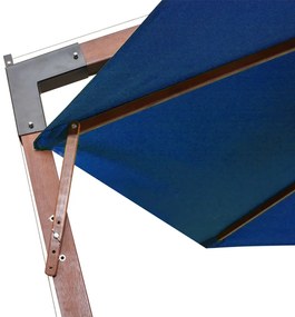 Guarda-sol de jardim suspenso com poste abeto maciço azul-ciano