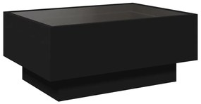 Mesa de centro c/ LEDs 70x50x30 cm derivados de madeira preto