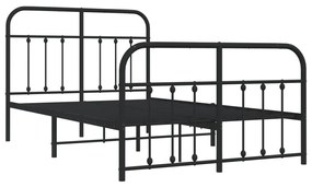Estrutura de cama com cabeceira e pés 120x200 cm metal preto
