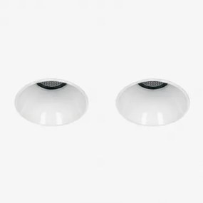Pack De 2 Downlights Led Embutidos Sem Moldura Trimless Redondos Em Alumínio Luisiana Branco & Branco Cálido 2700k & Ø5,3 Cm & 6 W & 38º - Sklum
