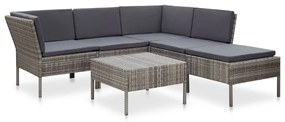 vidaXL 6 pcs conjunto lounge de jardim c/ almofadões vime PE cinzento