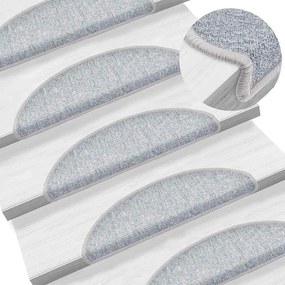 Tapetes de escada 30 pcs 56x17x3 cm cinzento-claro
