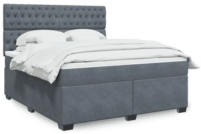 vidaXL Cama com molas/colchão 180x200 cm veludo cinzento-escuro