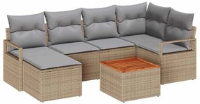 Conjunto de Sofá de Jardim 8 pcs Bege, cinza claro Grande