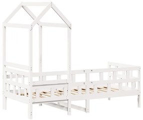 Sofá-cama com telhado 90x200 cm madeira de pinho maciça branco