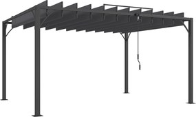 Outsunny Pérgola para Jardim Cinza UV50+ 390x295 cm com Lâminas Superiores Giratórias até 135° | Aosom Portugal