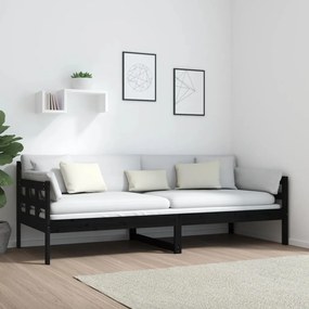 Sofá-cama 80x200 cm madeira de pinho maciça preto