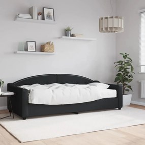 3197514 vidaXL Sofá-cama com colchão 90x200 cm tecido preto