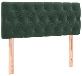 Cama boxspring com colchão 120x200 cm veludo verde-escuro