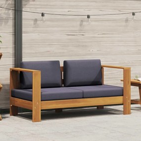 vidaXL Banco jardim c/ almofadões 140cm madeira acácia maciça cinzento