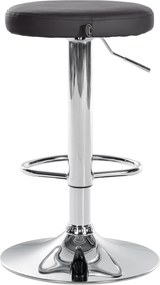 Conjunto de 2 bancos altos em couro sintético de estrutura prateada 60-81 x 38,5 cm preto