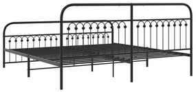 Estrutura de cama com cabeceira e pés 193x203 cm metal preto