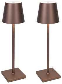 Conjunto de 2 Candeeiros de Mesa de Exterior em Bronze com LED e Dimmer Recarregável - Janet Design