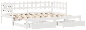 Sofá-cama com gavetão e gavetas sem colchão 90x190 cm branco