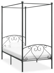 vidaXL Estrutura de cama com dossel 120x200 cm metal cinzento