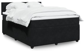 vidaXL Cama com molas/colchão 140x200 cm veludo preto