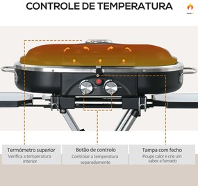 Outsunny Barbecue a Gás Dobrável com 2 Queimadores 2,34 KW Barbecue a