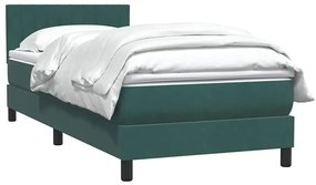 Cama com molas/colchão verde-escuro 80x220 cm veludo
