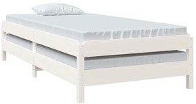 Cama empilhável 75x190 cm madeira de pinho maciça branco