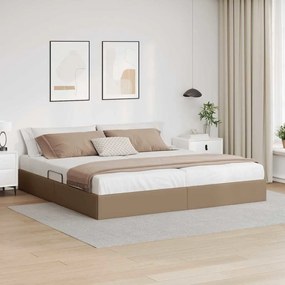 vidaXL Cama com Armazenamento Cappuccino 200 x 200 cm Couro sintético