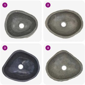 Lavatório de pedra do rio oval (29-38)x(24-31) cm