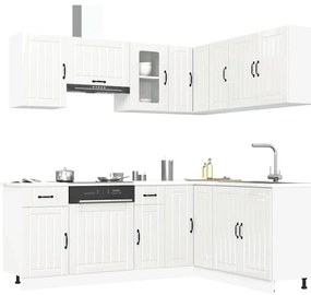 vidaXL 11 peças armário de cozinha conjunto Lucca brilho branco