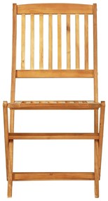 3 pcs conjunto jantar dobrável p/ jardim madeira acácia maciça