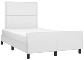 Estrutura cama c/ cabeceira 120x200 cm couro artificial branco