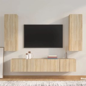 vidaXL Conjunto móveis de TV 4 pcs madeira processada carvalho sonoma