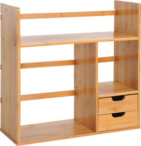 HomCom® Organizador de Escritório Mesa de Bambu Estantes de Armazenamento Multifuncional 48x19.5x46cm