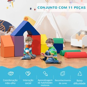 Conjunto de 11 Blocos de Espuma para Crianças Brinquedo de Aprendizagem para Crianças 1-3 Anos 50x50x25 cm Multicor