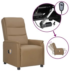vidaXL Poltrona massagens reclinável elétrica couro artif. cappuccino