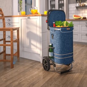 Carrinho de compras alumínio 56L 31x24x54cm azul