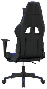 Cadeira gaming massagens c/ apoio pés couro artif. preto/azul