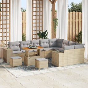 Conjunto de Sofás para o Jardim vidaXL de 12 Peças com Almofadas Beje