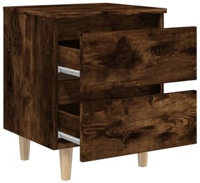 Mesa de cabeceira pernas madeira maciça carvalho fumado