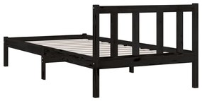 Estrutura de Cama Jane em Madeira de Pinho - 90x200 cm - Preto - Desig