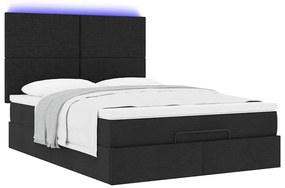 Estrutura de cama otomana com colchão 140x190 cm tecido preto