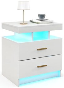 Cama de casal com plataforma de LED e gavetas, cama antirruído, marrom rústico