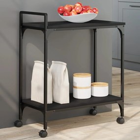 vidaXL Carrinho de cozinha 60,5x31x72,5 cm derivados de madeira preto