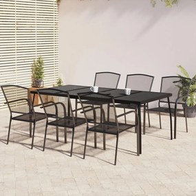 7 pcs conjunto de jantar para jardim aço antracite