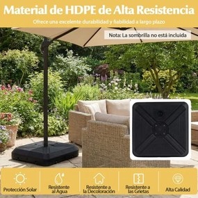 Base para guarda-sol suspenso com rodas 81 cm, resistente, com barra metálica e enchível com areia húmida, 125 kg, para exterior, jardim e piscina